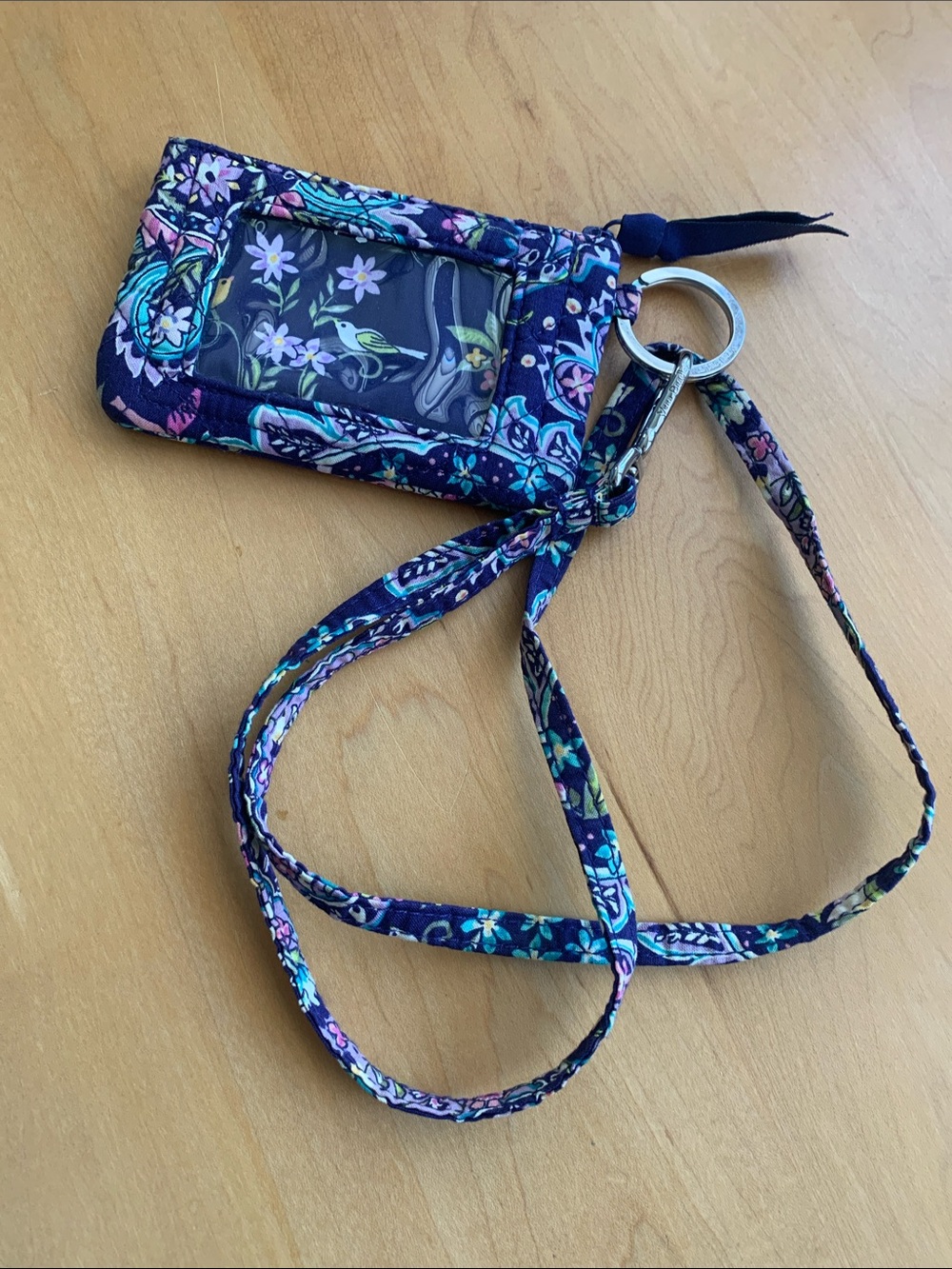 Vera Bradley Lilac Medallion Zip ID Case And Lanyard